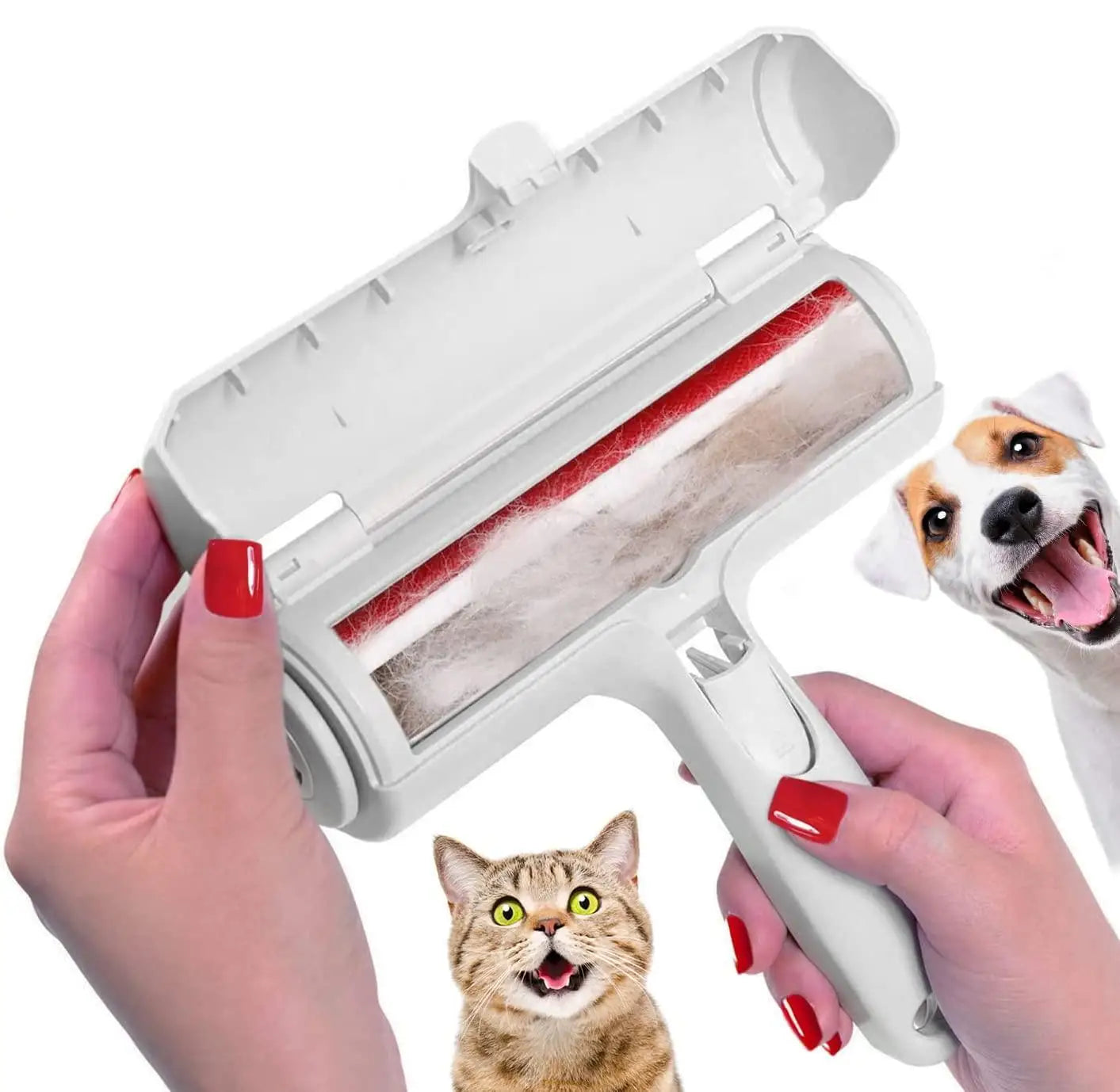 Pet Hair Remover Roller - Dog & Cat Hair Remover with Self-Cleaning Base - Efficient Animal Hair Removal Tool - Perfect for Furni